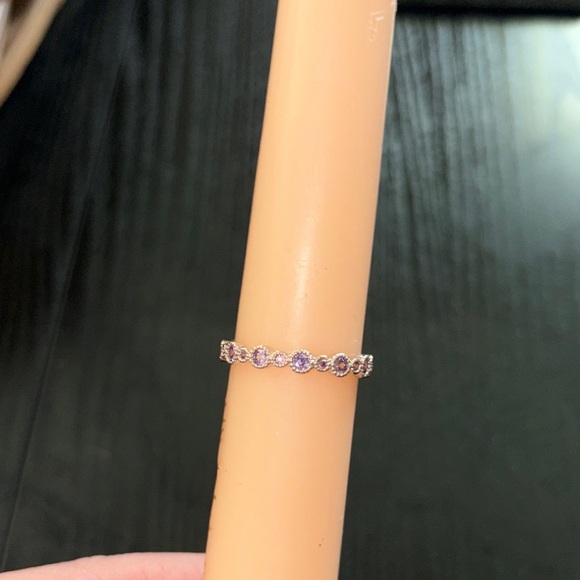 Stackable Purple gemstone ring on Rhodium - Picture 2 of 2